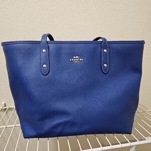 Coach Blue Leather Tote Bag